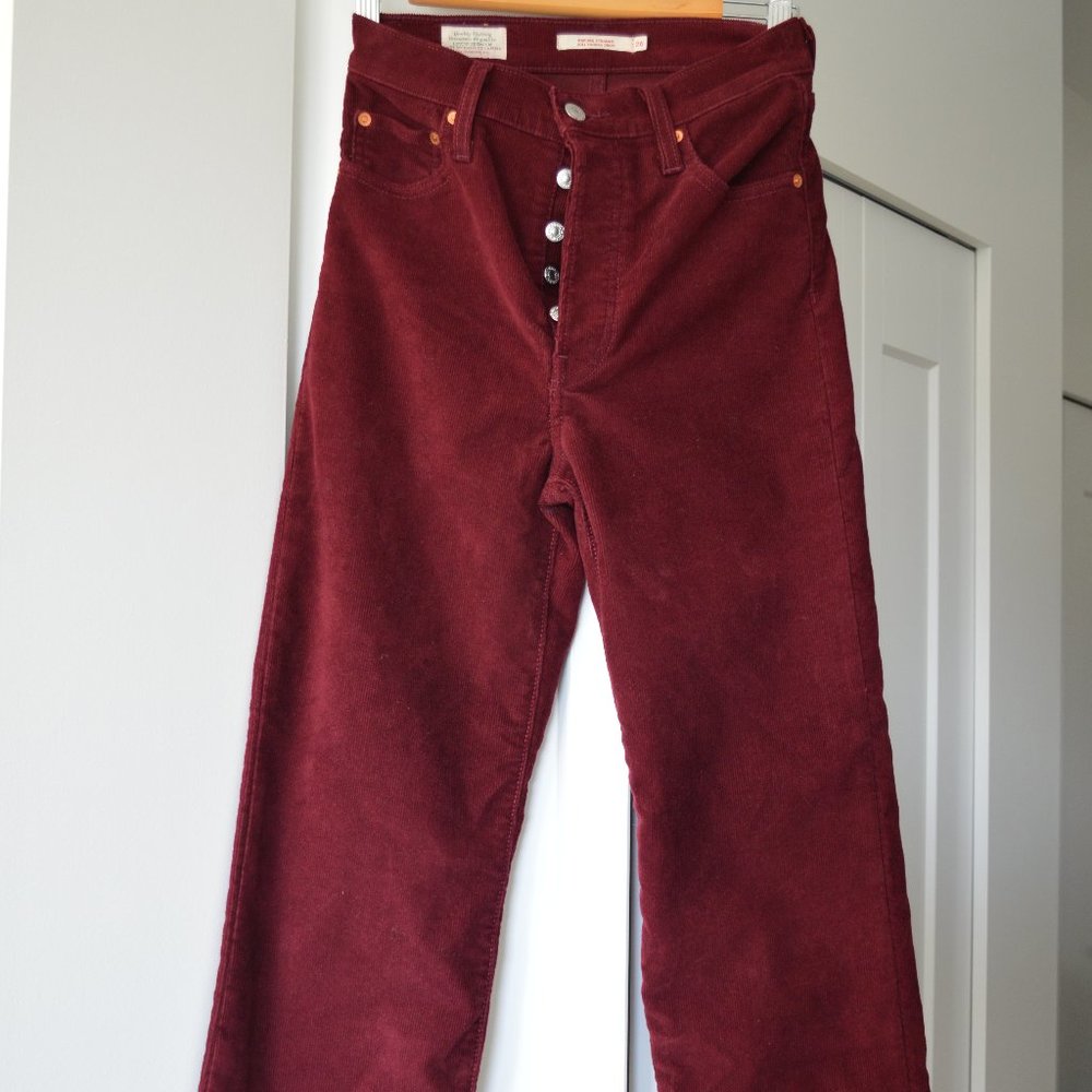 Levi's® Ribcage Straight Corduroy Pants - Size 26 - Shiraz-Red